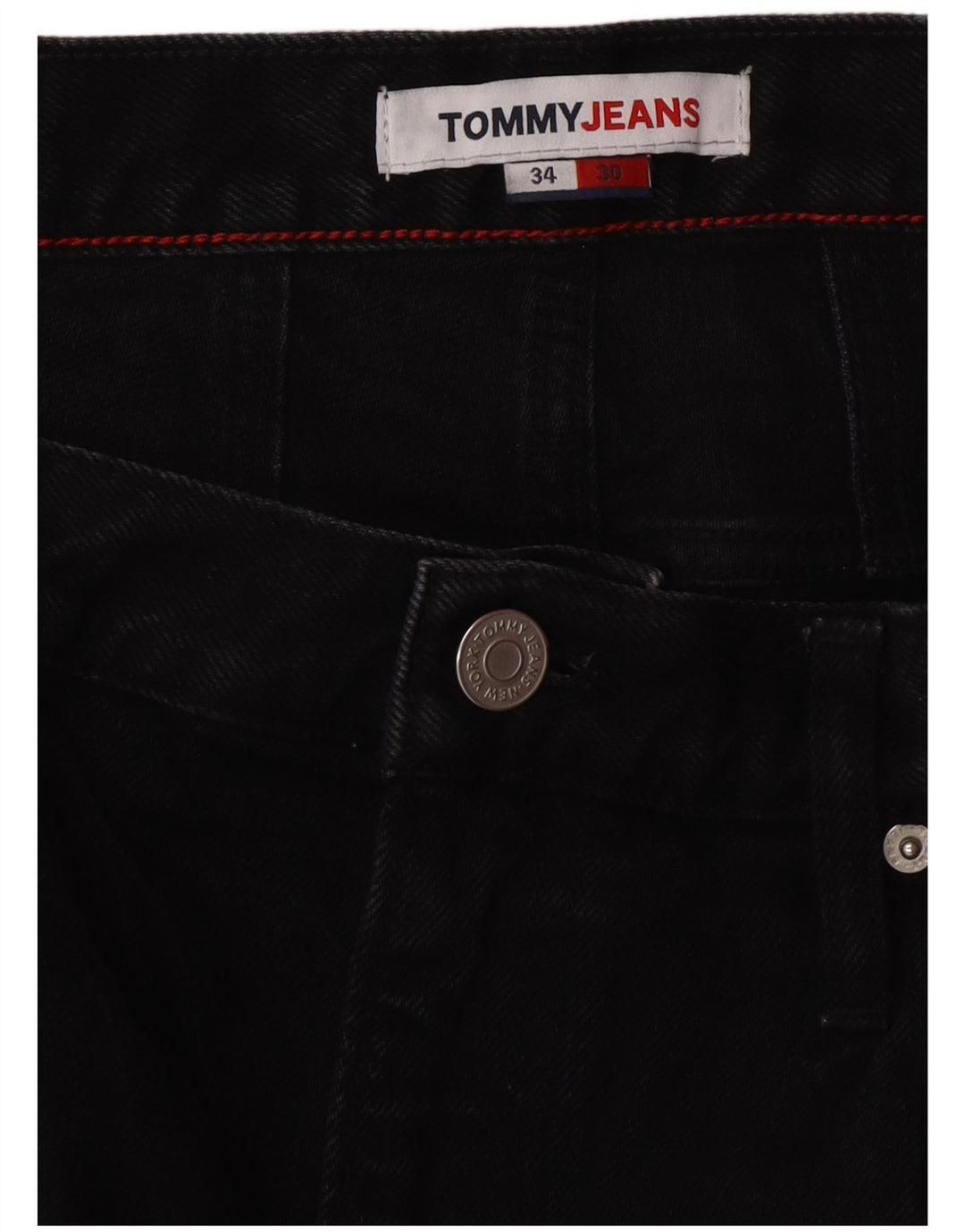 TOMMY HILFIGER Herren Tapered Jeans W34 L26 Schwarze Baumwolle