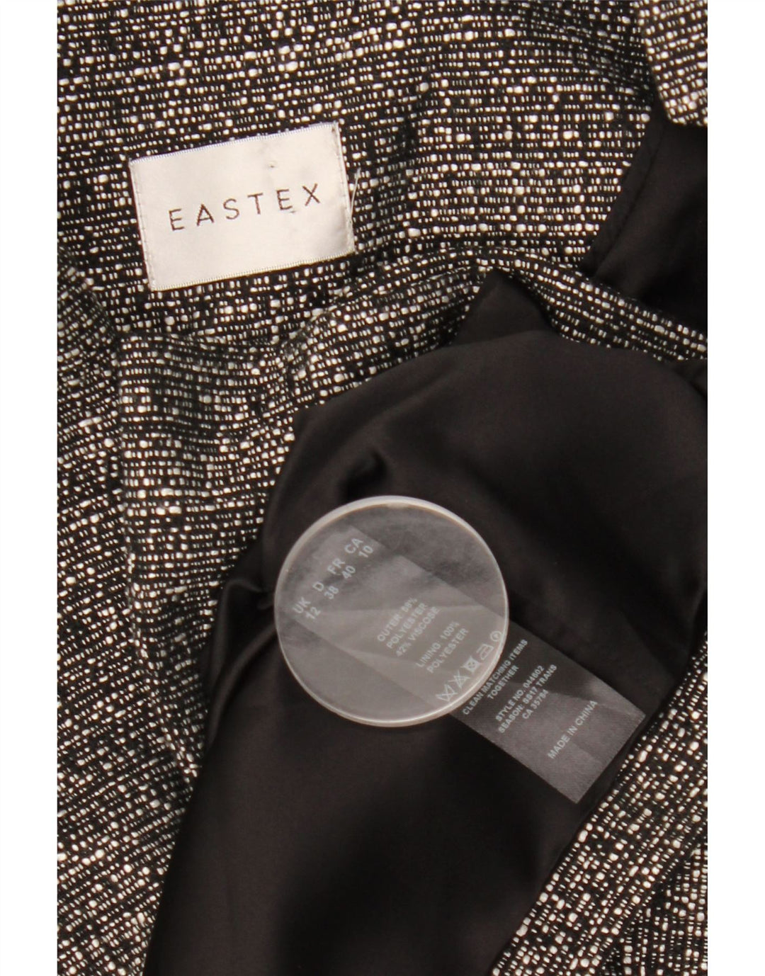 Eastex Damen-Blazerjacke mit 1 Knopf, UK 12, Mittelgrau geflecktes Polyester