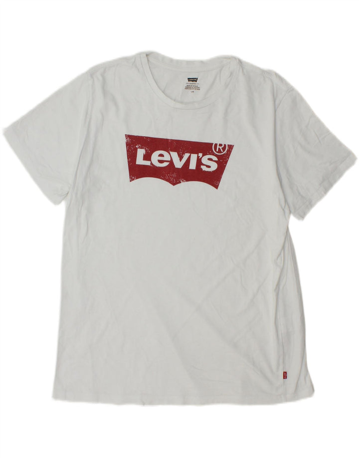 Levi's Herren-T-Shirt mit Grafik, Größe L, aus weißer Baumwolle