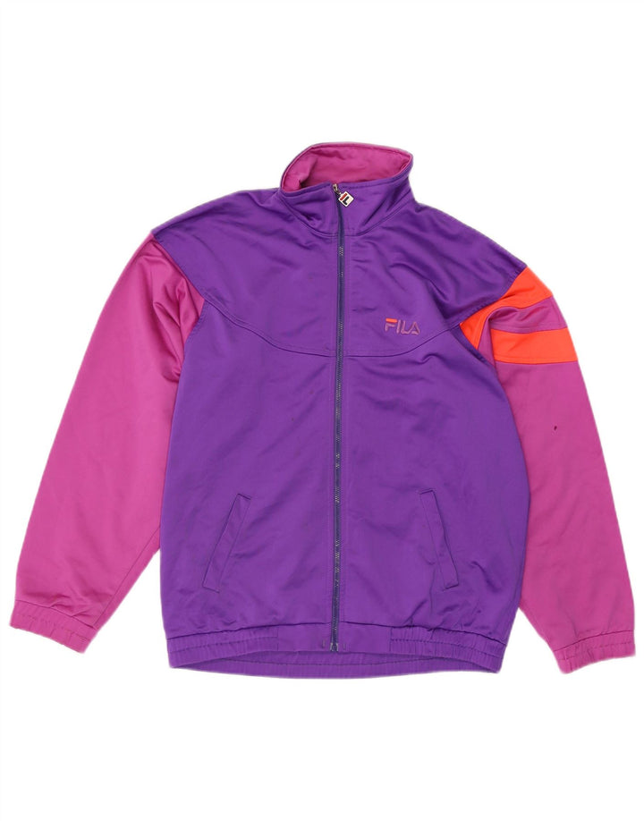 FILA Girls Tracksuit Top Jacket 13-14 Years Purple Colourblock Polyester Vintage Fila and Second-Hand Fila from Messina Hembry 