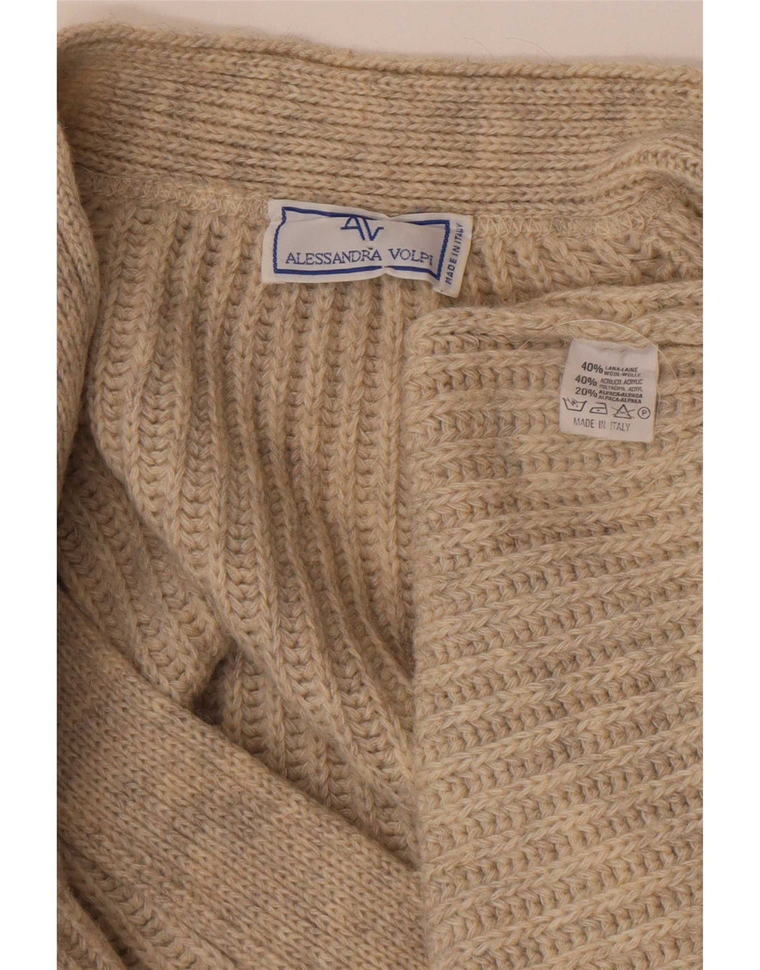 Vintage Herren Cardigan Pullover XL Beige Wolle