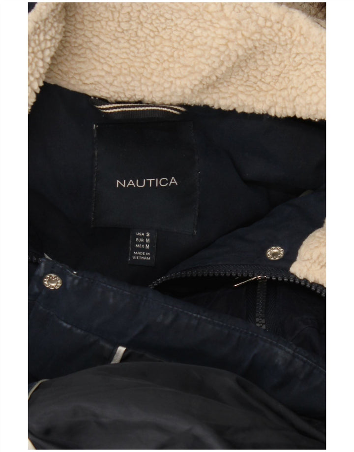 Nautica Damen-Kapuzen-Übergröße, gepolsterter Mantel, Größe S, Marineblau