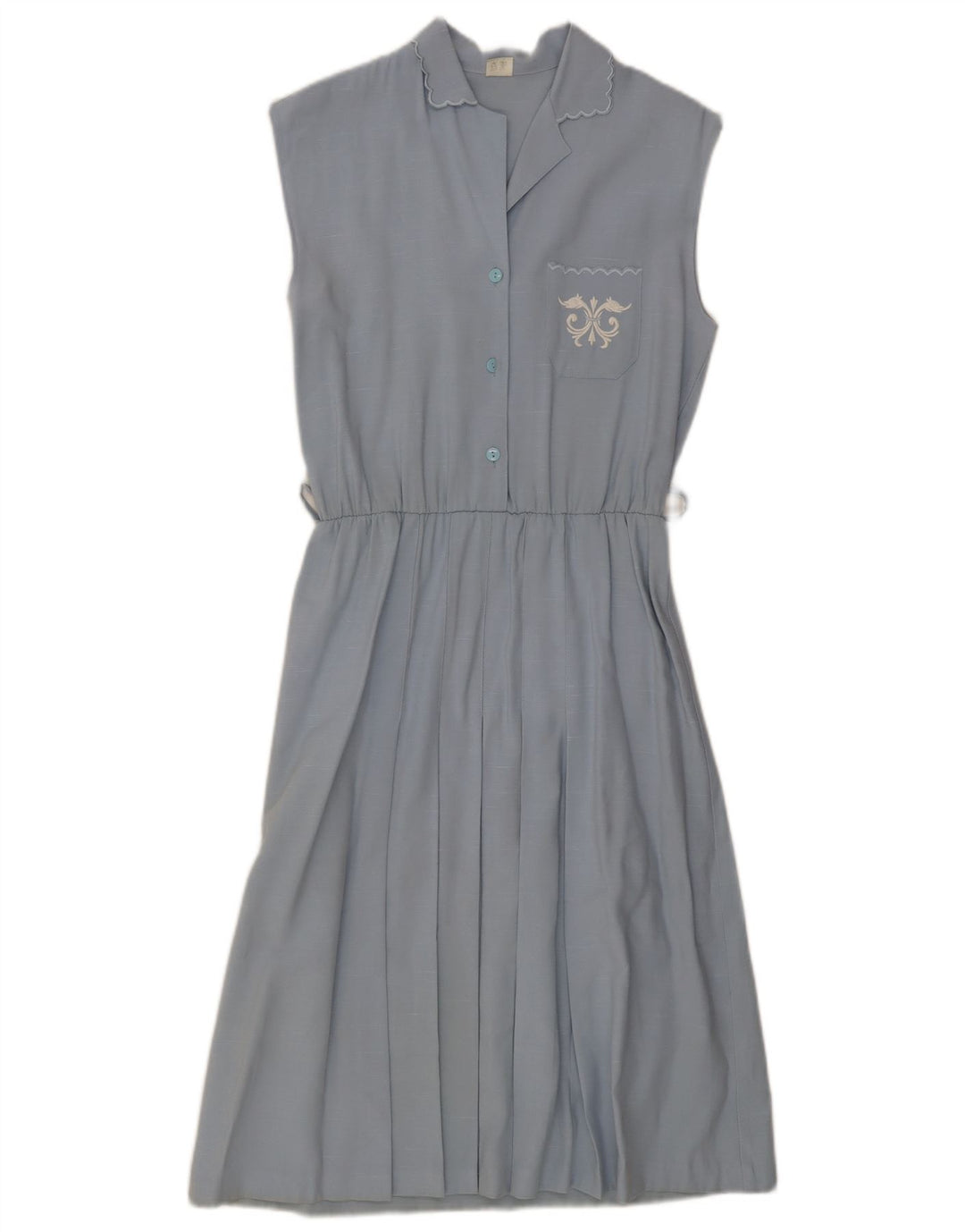 Vintage Damen Ärmelloses A-Linien-Kleid IT 44 Mittelblaue Viskose