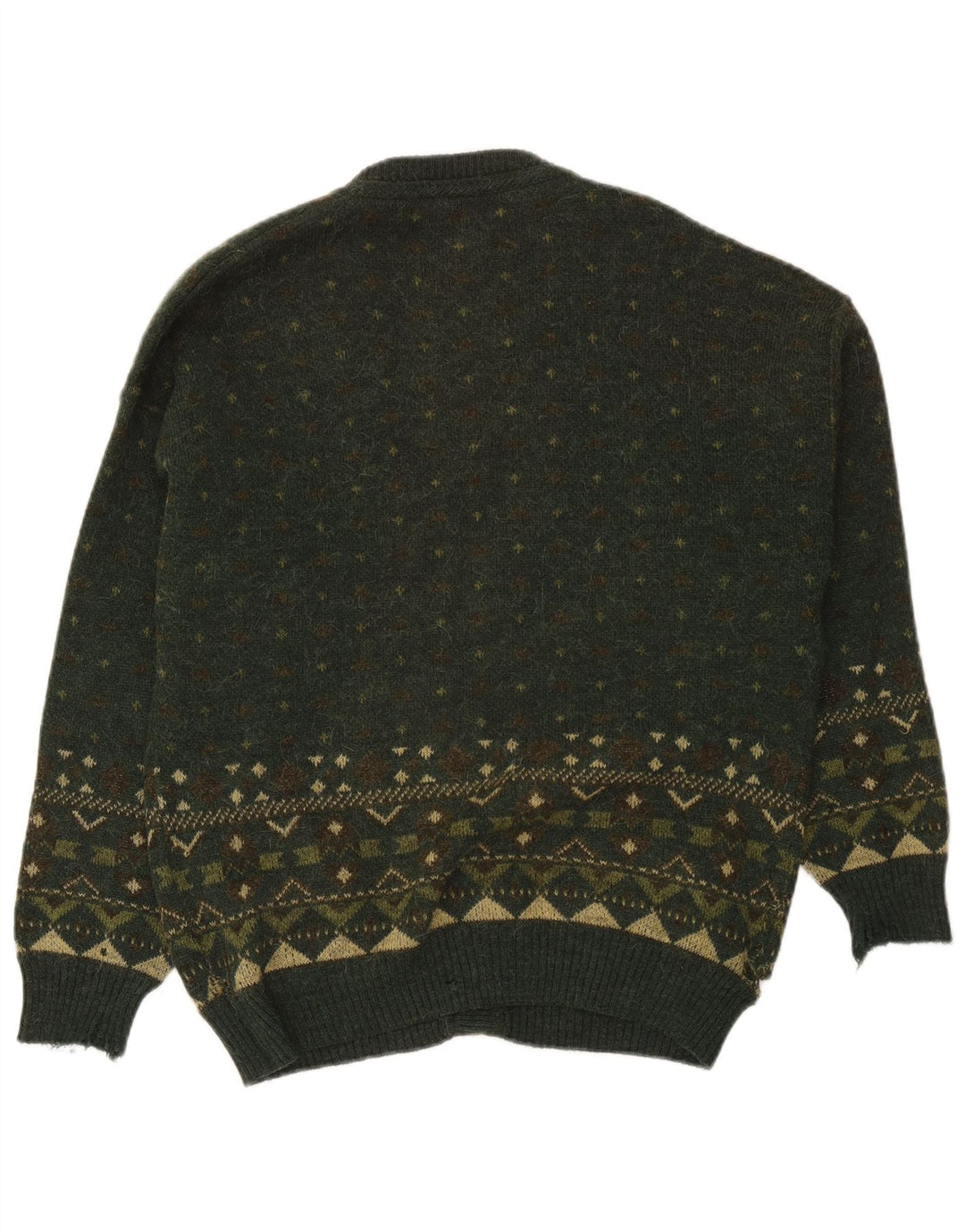 Vintage Herren Cardigan Pullover Groß Grün Fair Isle