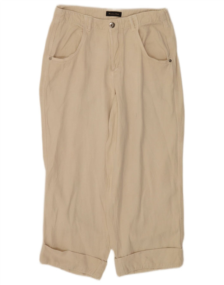Massimo Dutti Damen Caprihose EU 38 Small W28 L22 Beige Lyocell