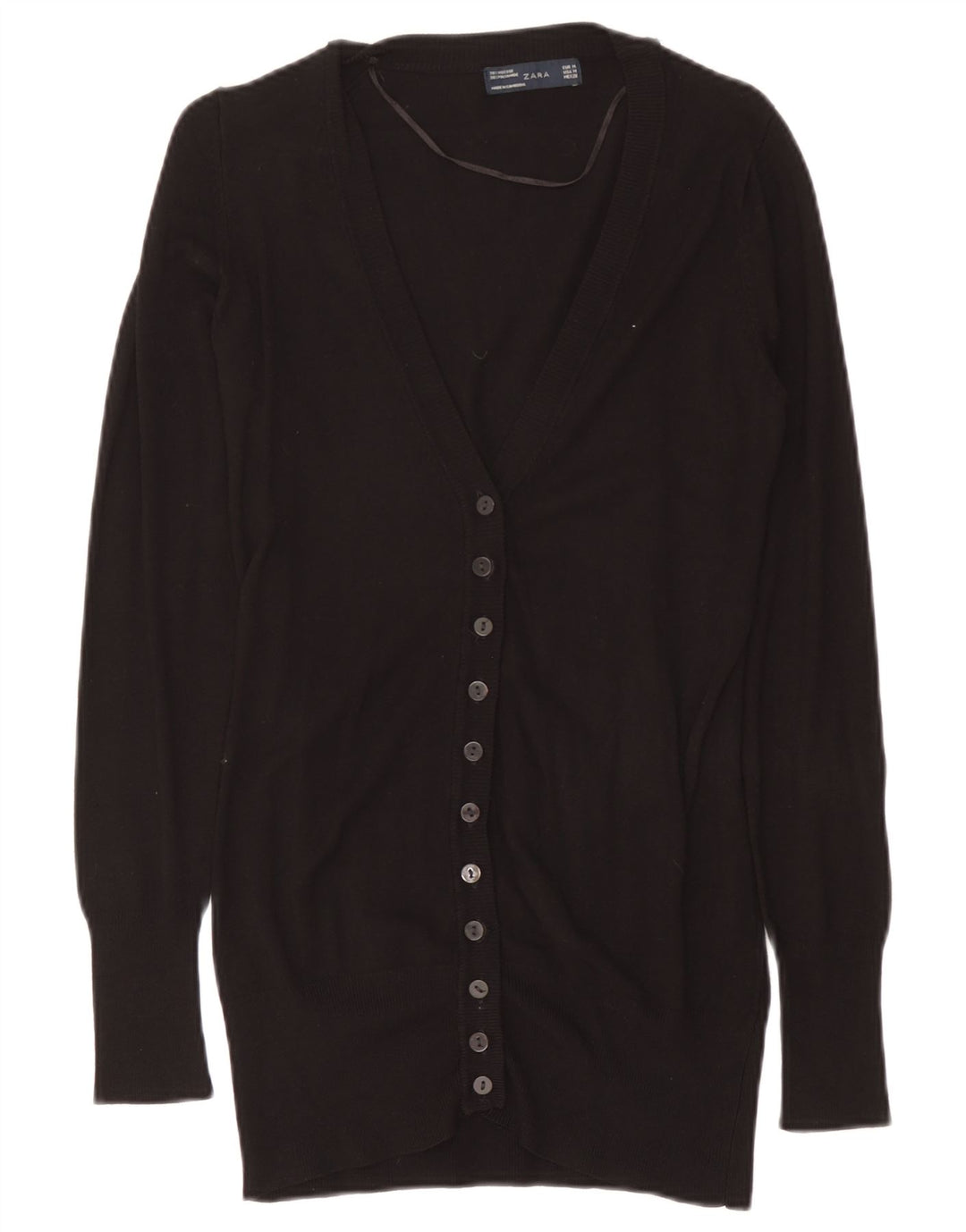 Zara Damen Longline-Cardigan-Pullover UK 14 Mittelschwarze Viskose