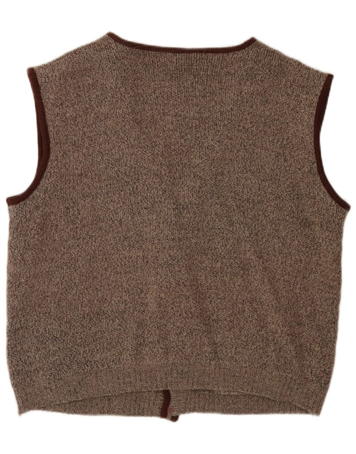 Vintage Herren Strickweste IT 50 Mittelbraun meliert Klassisch