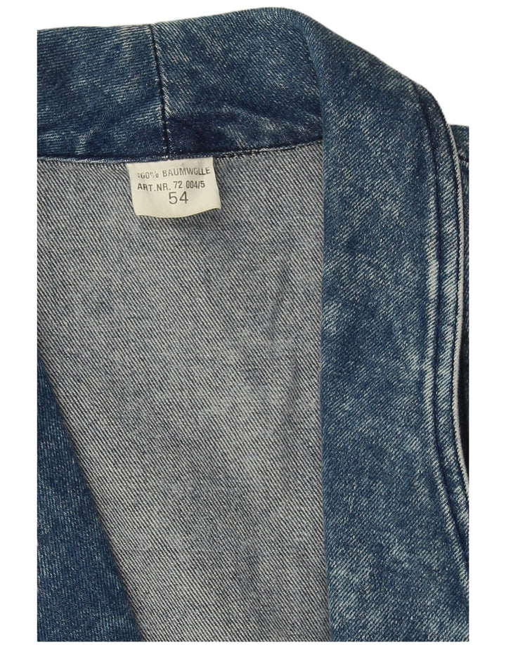 VINTAGE Damen Übergroße zweireihige Jeansjacke EU 54 5XL Blau