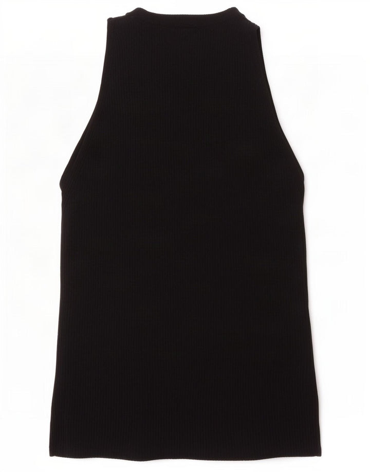 Zara Damen Crop Vest Top UK 8 Small Schwarze Viskose