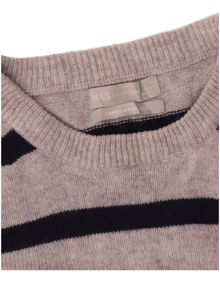 Marks & Spencer Damen-Pullover mit Rundhalsausschnitt, Gr. 40, Größe L, grau gestreift