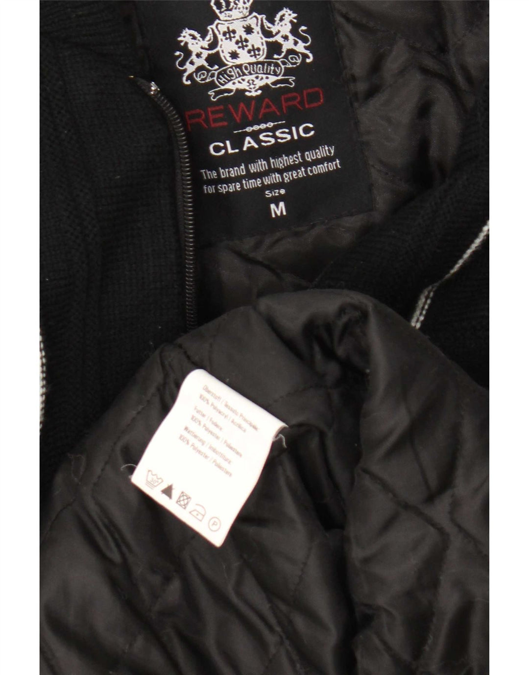Reward Herren-Strickjacke mit Reißverschluss, mittelschwarz, gestreift, Acryl, klassisch