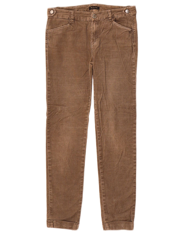 Massimo Dutti Womens Corduroy Trousers EU 36 XS W26 L28 Brown Herringbone