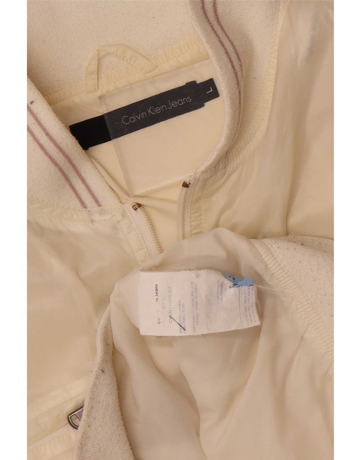 Calvin Klein Jeans Damen Bomberjacke UK 16 Large Off White Polyamid
