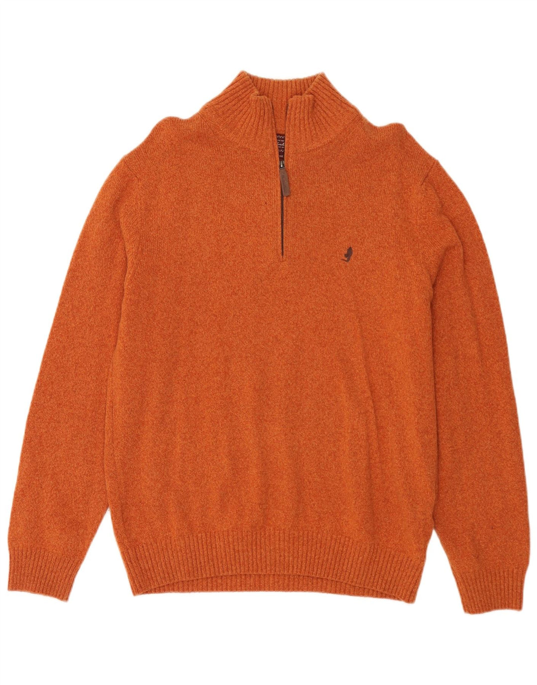 Marlboro Classics Herren-Pullover mit Reißverschluss am Hals, große orangefarbene Wolle