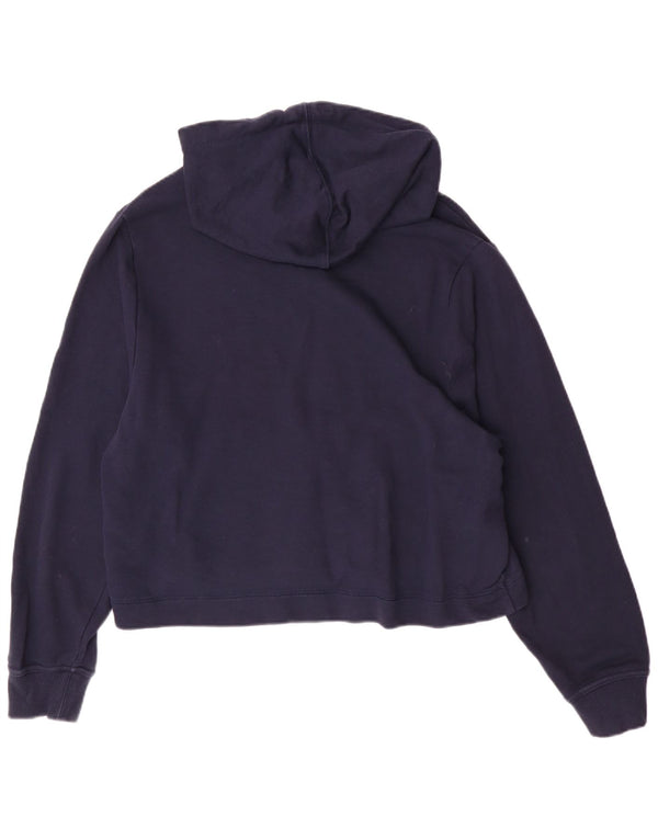 Tommy Hilfiger Damen-Kapuzenpullover mit Grafik, UK 14, mittelmarineblaue Baumwolle