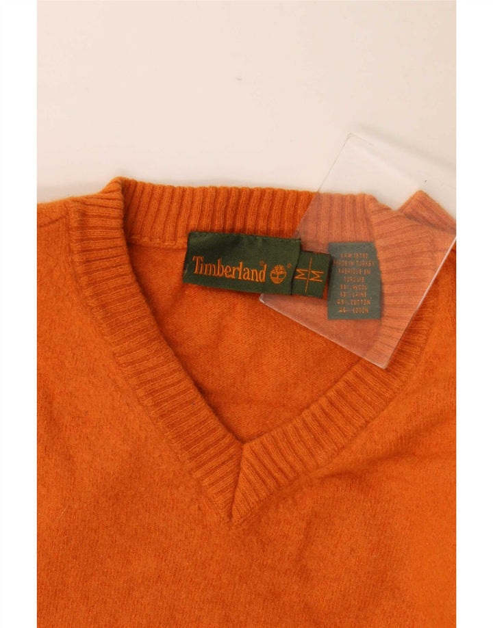 Timberland Herren-Pullover mit V-Ausschnitt aus mitteloranger Wolle
