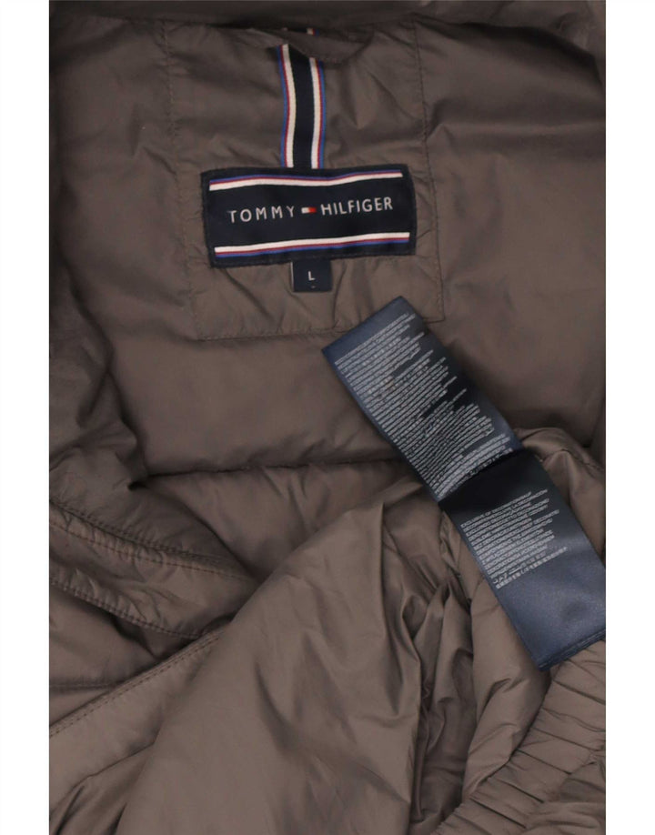 Tommy Hilfiger Herren Wattierte Jacke UK 40 Large Graues Nylon