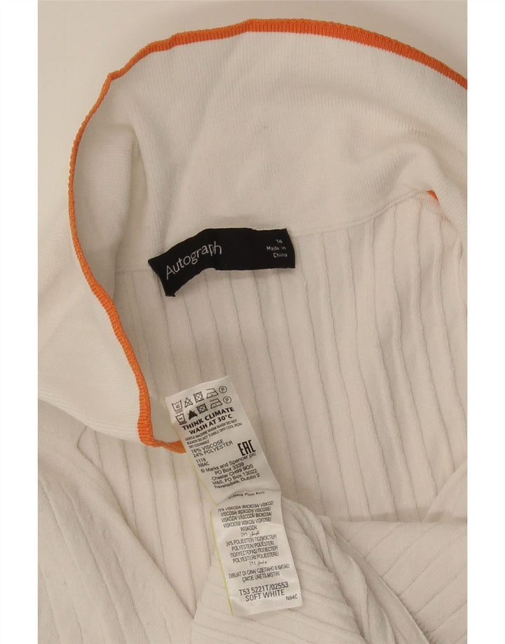 Marks & Spencer Damen Autograph Poloshirt UK 14 Mittelweiße Viskose