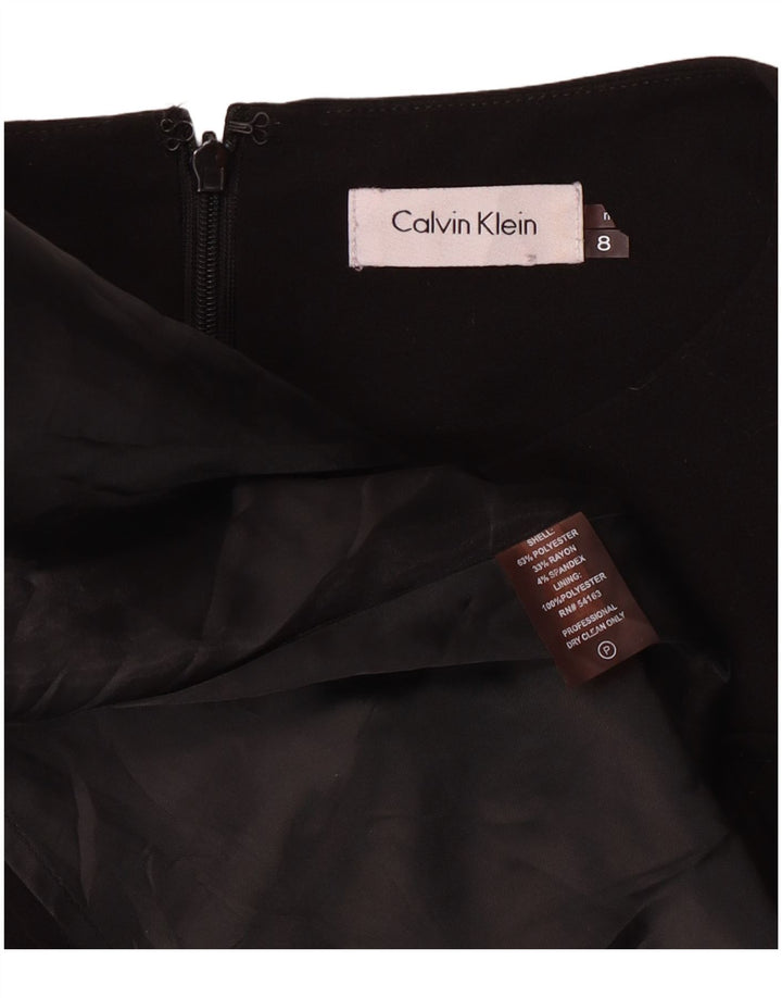 Calvin Klein Damen Ärmelloses A-Linien-Kleid US 8 Medium Schwarz