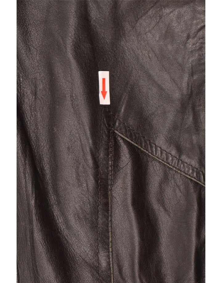 Vintage Herren Zweireihige Lederjacke UK 34 XS Schwarz Retro