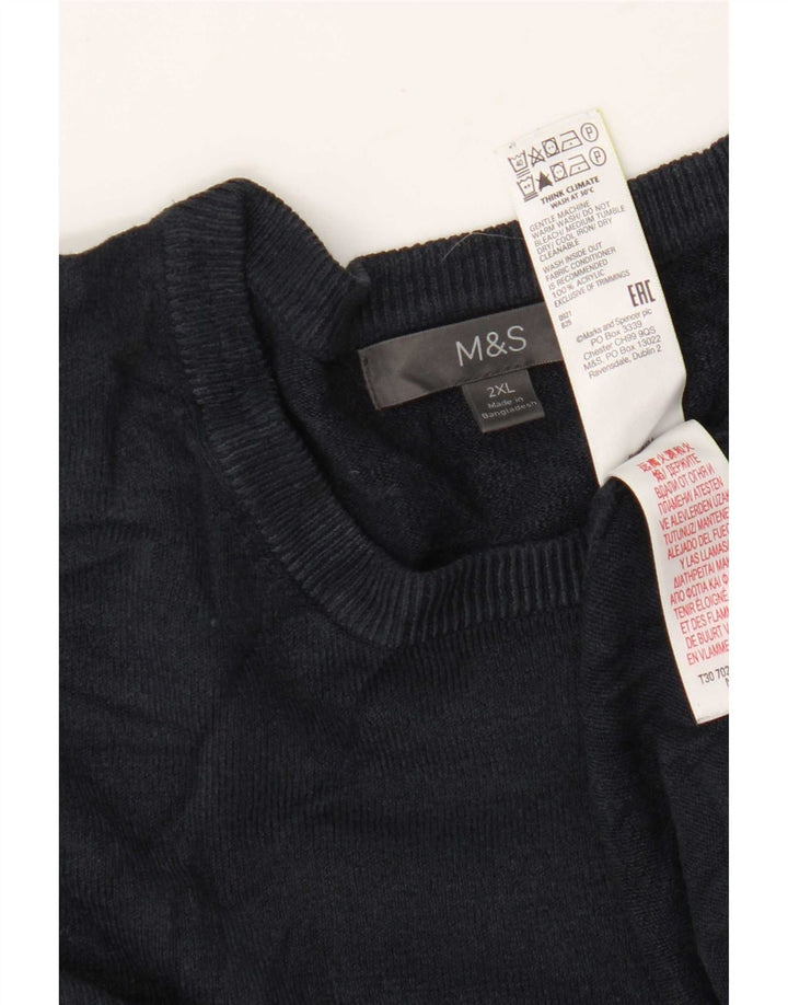 Marks & Spencer Herren-Pullover mit Rundhalsausschnitt, 2XL, Marineblau, Acryl