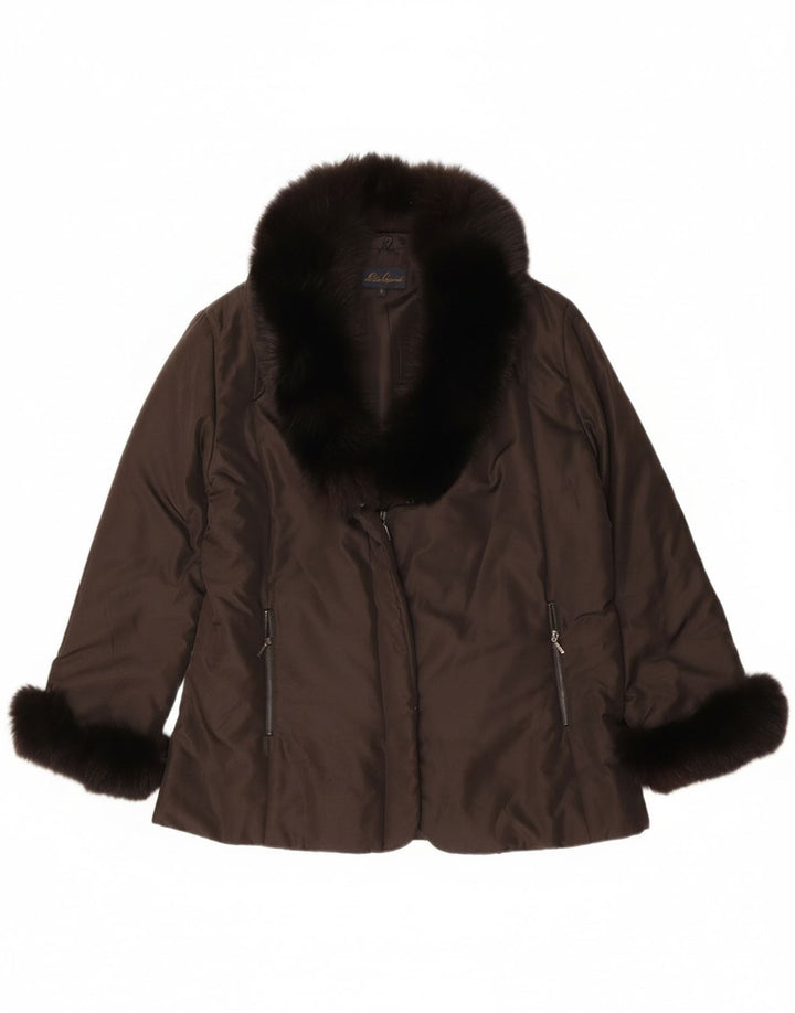 Luisa Spagnoli Damen Übergroße wattierte Jacke UK 10 Small Braun Polyester