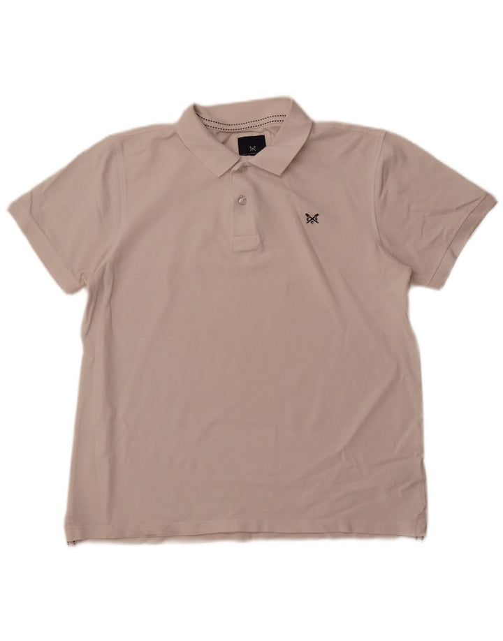 CREW CLOTHING Herren-Poloshirt, groß, weiße Baumwolle