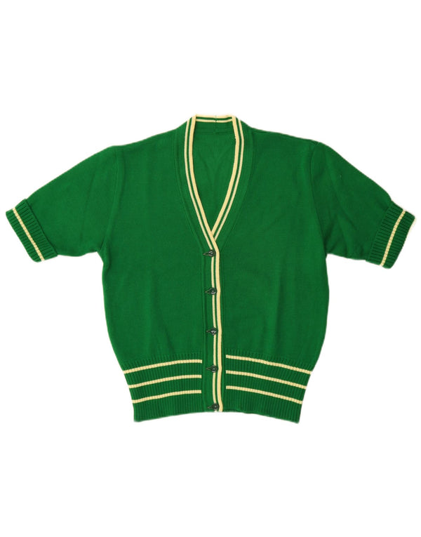 Vintage Damen Kurzarm-Cardigan-Pullover IT 46 Large Green