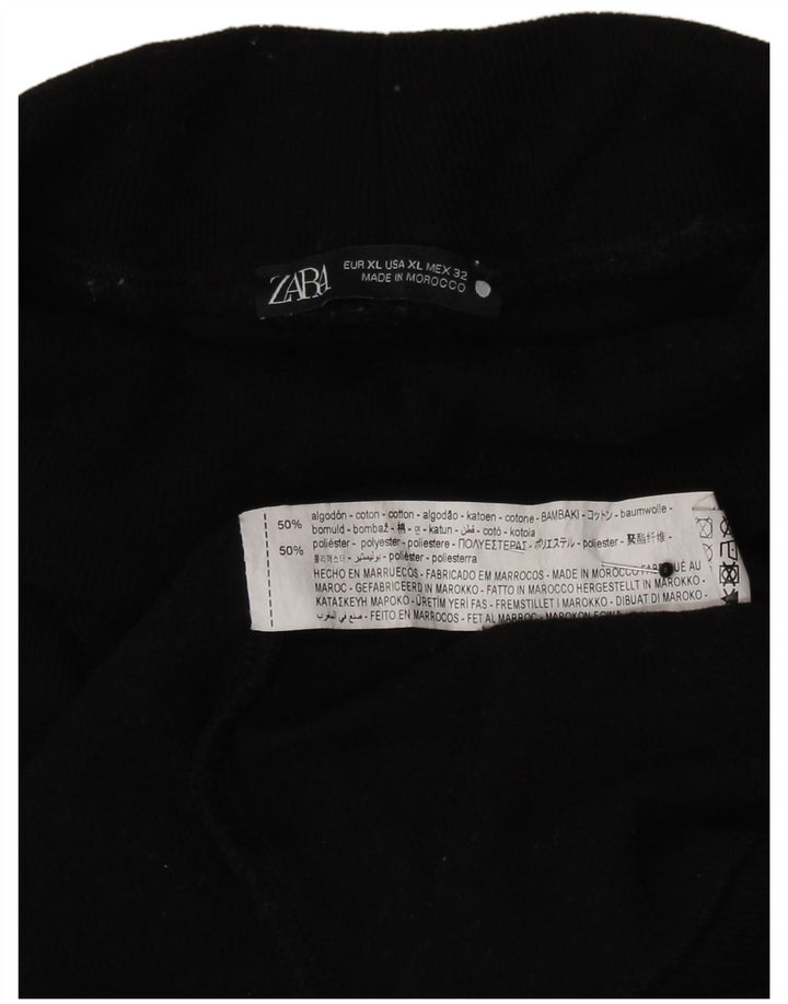 Zara Damen Top Langarm UK 18 XL Schwarz Baumwolle