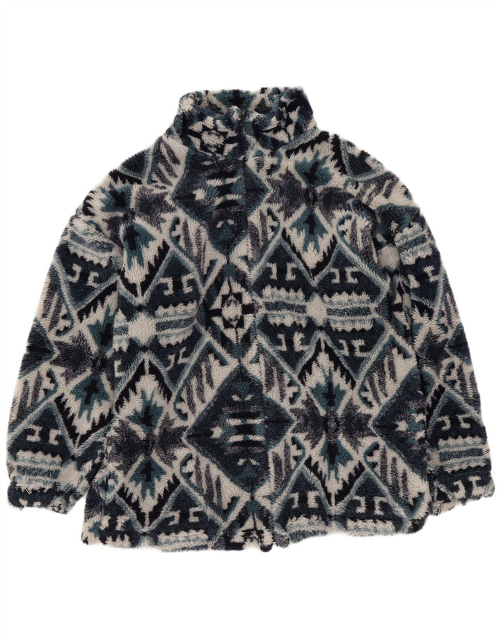 Vintage Herren Fleecejacke UK 36 Small Marineblau Geometrisch Aztekisch