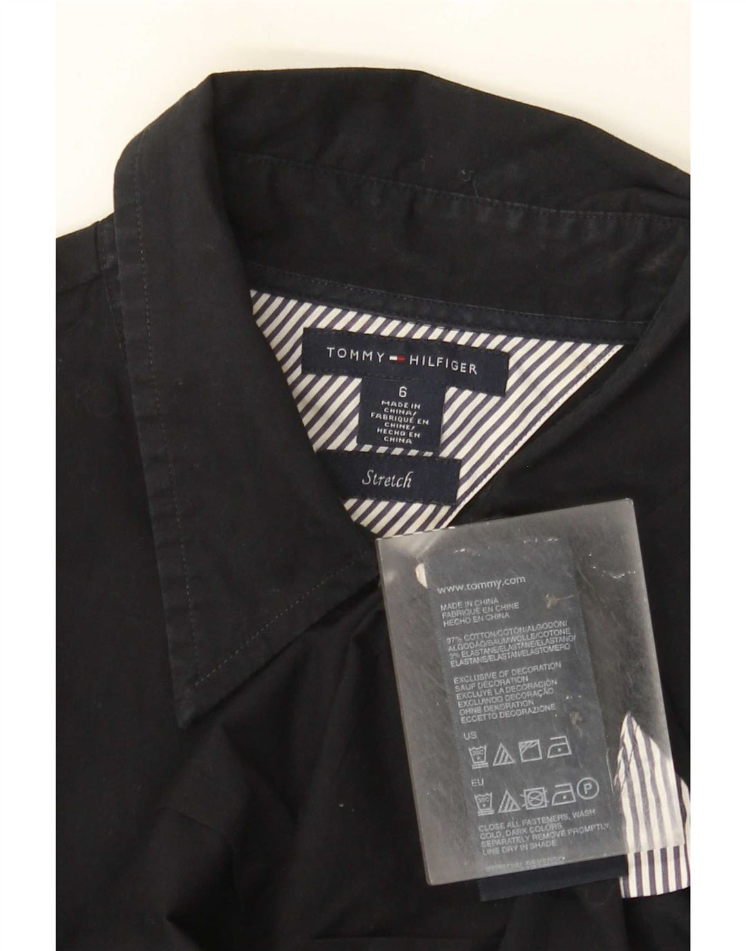 Tommy Hilfiger Damen-Hemd, US 6, mittelgroß, schwarze Baumwolle