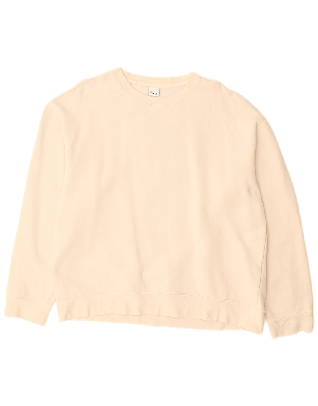 Zara Damen Sweatshirt Pullover UK 20 2XL Off White Baumwolle