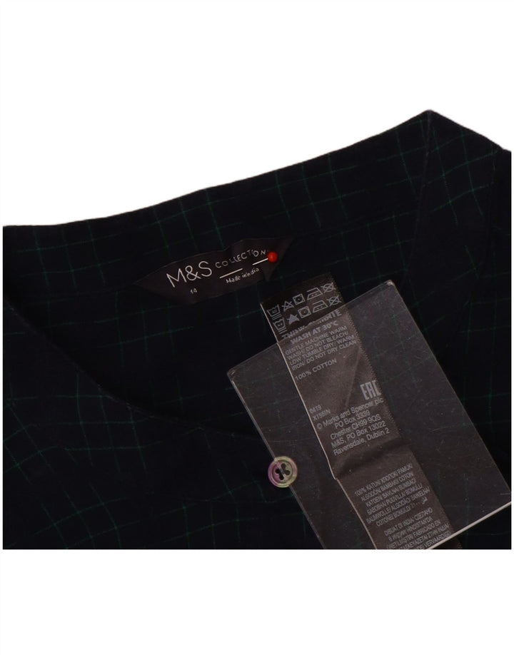 Marks & Spencer Damenhemd UK 14, groß, marineblau, kariert, Baumwolle