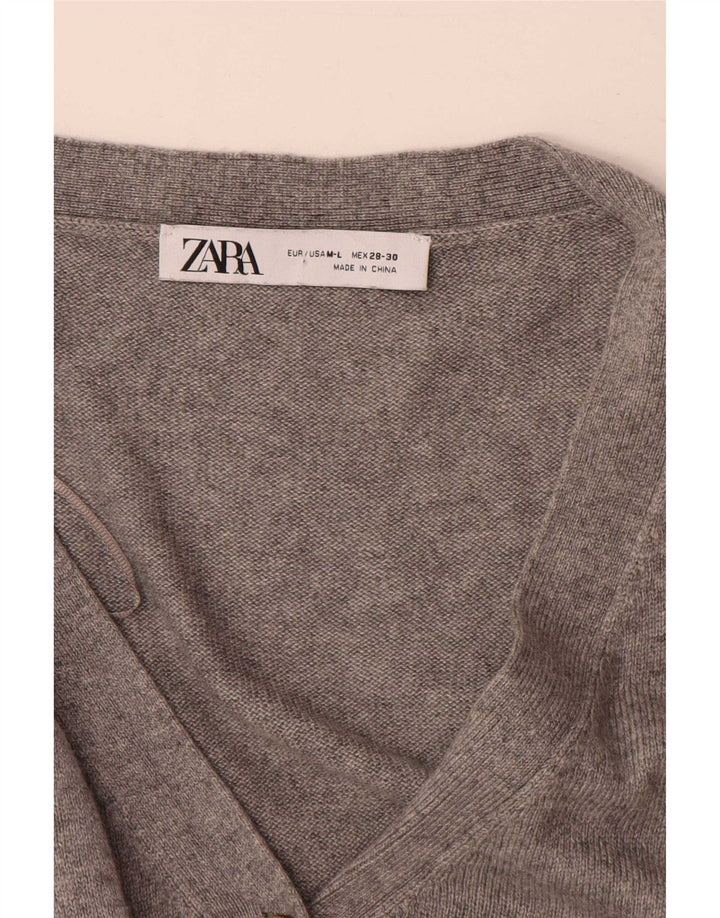 Langer, übergroßer Damen-Cardigan von Zara, Gr. 14, Mittelgrau meliert