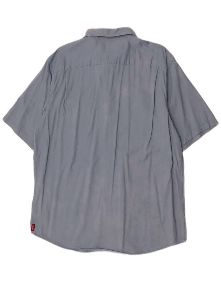 Wrangler Herren-Kurzarmhemd, groß, aus blauer Baumwolle