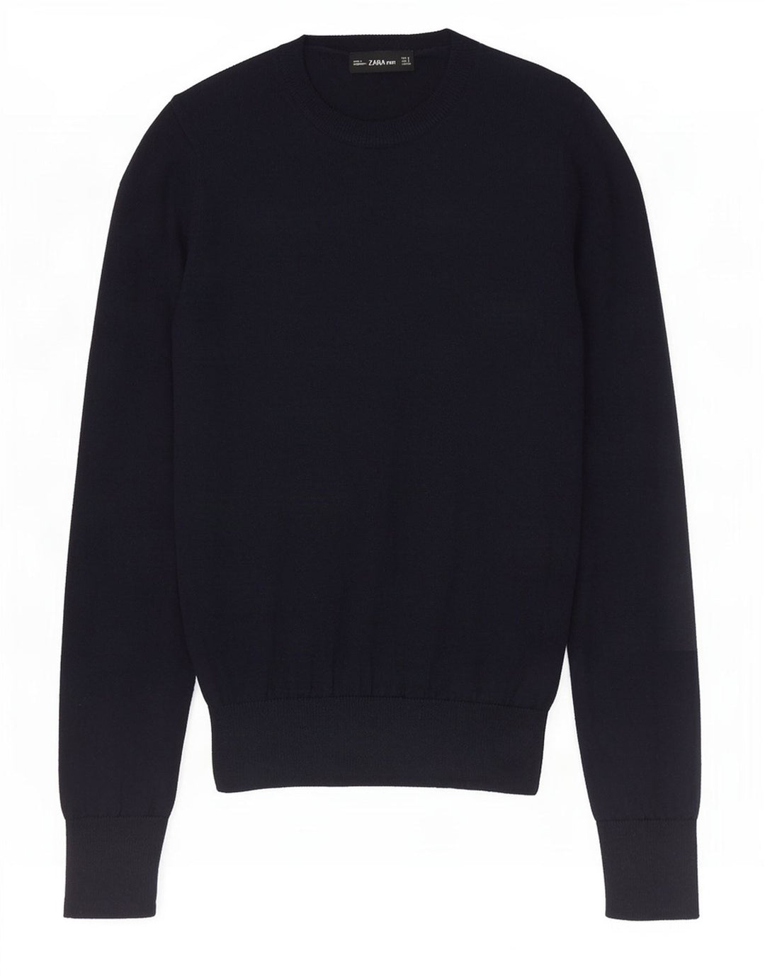 Zara Damen Crop Crew Neck Pullover Pullover UK 10 Small Marineblau Polyester