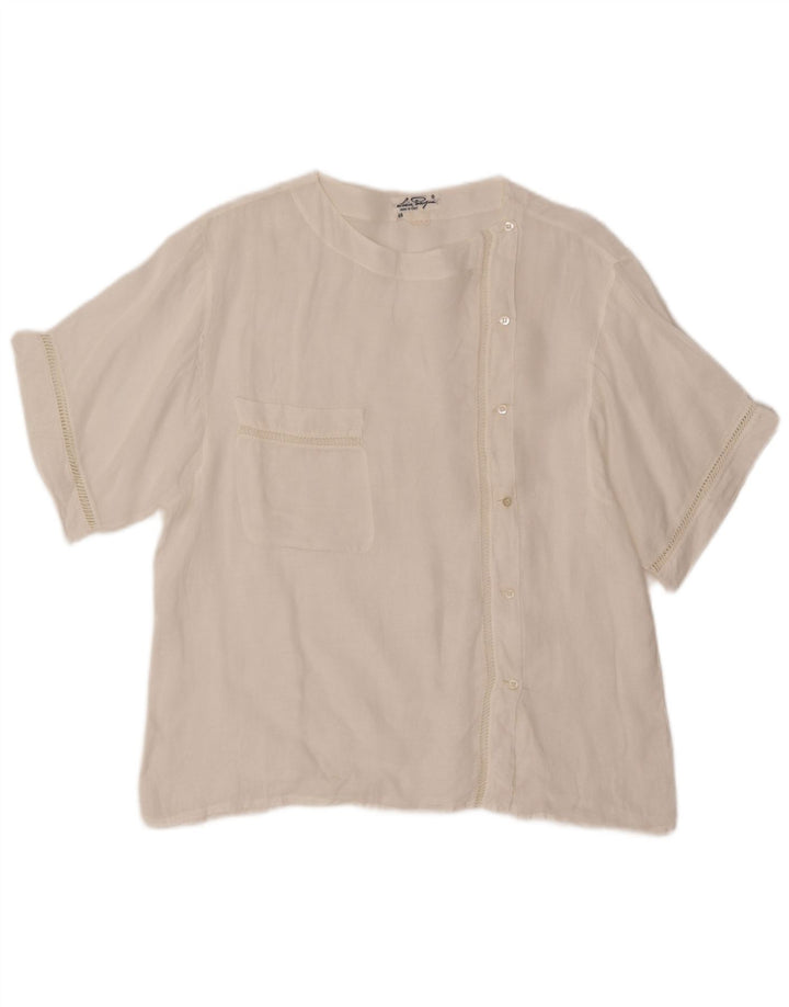 VINTAGE Damen Kurzarm-Hemdbluse IT 48 XL Weiß