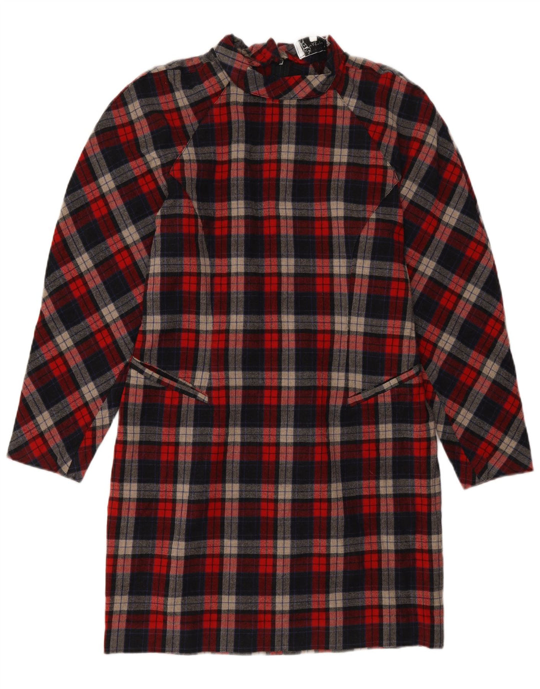 Vintage Damen Langarm-Etuikleid IT 46 Großer roter Karo