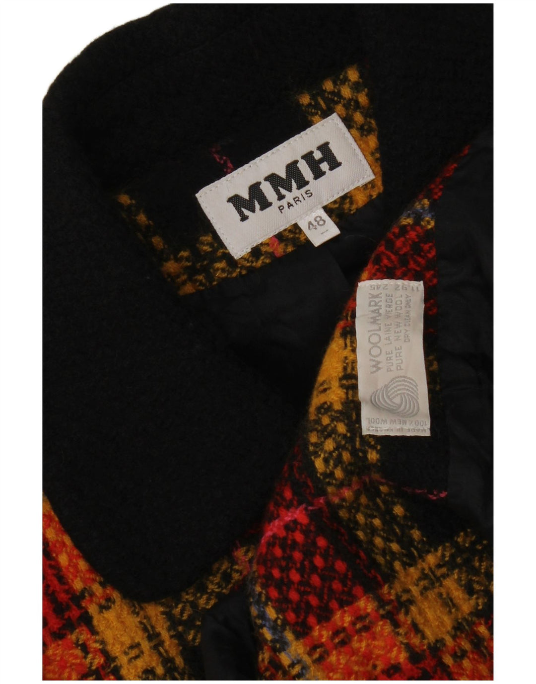 Vintage Damen 5-Knopf-Blazerjacke IT 48 XL Orange karierte Schurwolle