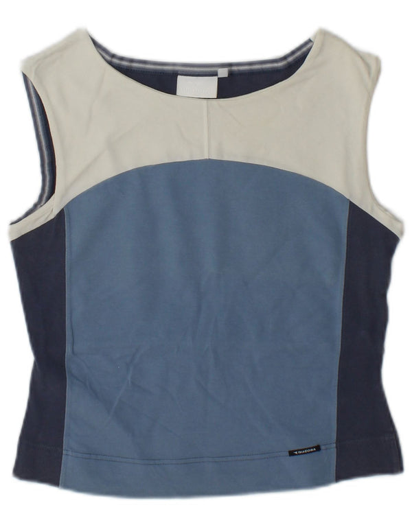 Diadora Damen Crop Vest Top UK 10 Small Blaue Colourblock-Baumwolle