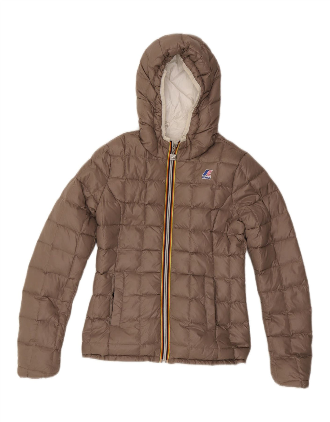 K-WAY wendbare wattierte Jacke mit Kapuze für Mädchen, 8–9 Jahre, weiß, Polyamid