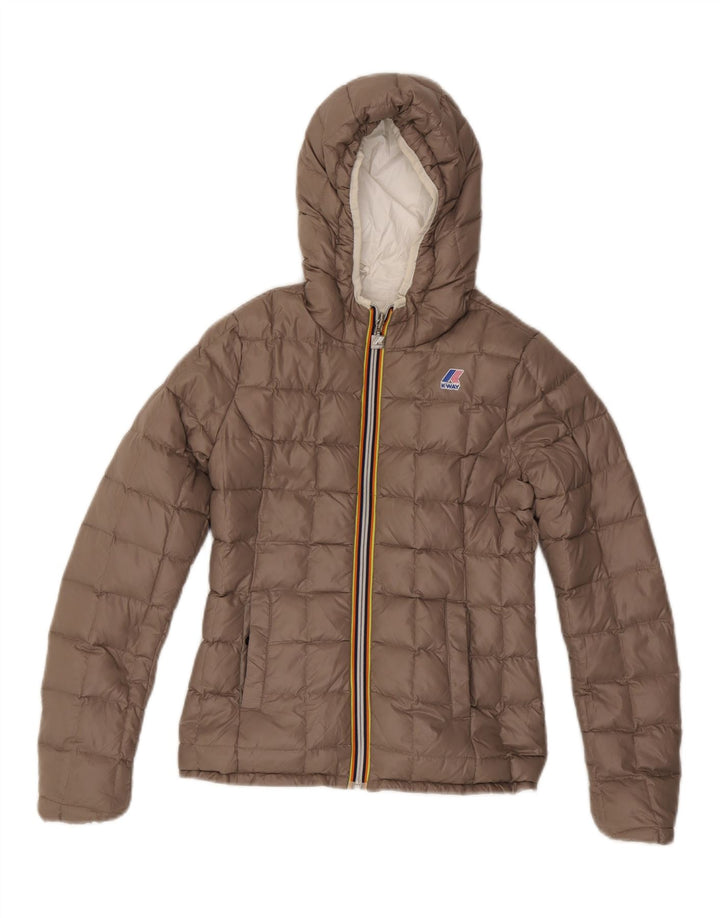 K-WAY wendbare wattierte Jacke mit Kapuze für Mädchen, 8–9 Jahre, weiß, Polyamid