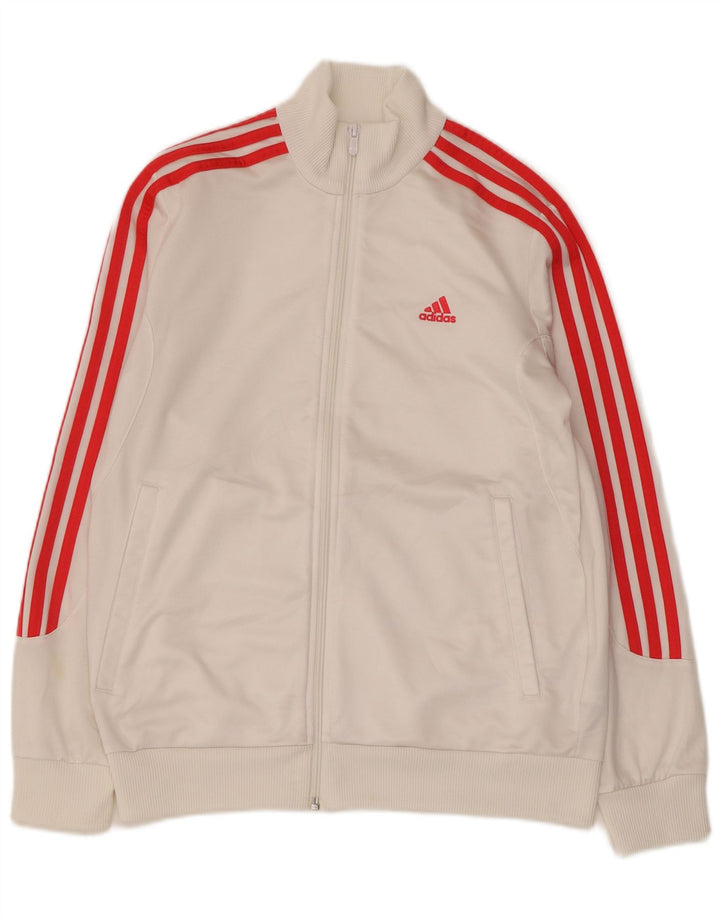 ADIDAS Jungen-Trainingsanzug, Top-Jacke, 13–14 Jahre, weißes Polyester