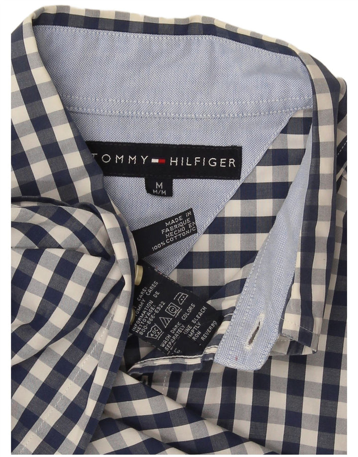 Tommy Hilfiger Herrenhemd aus mittelblauer Gingham-Baumwolle in Marineblau