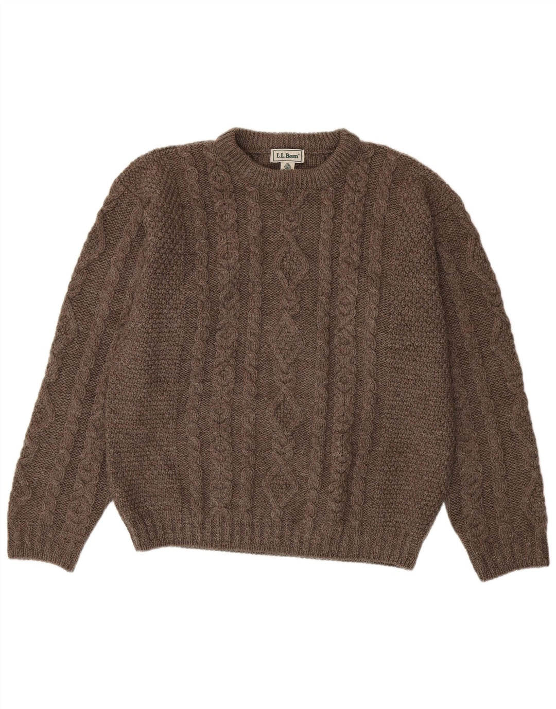 L.L.Bean Herren-Pullover mit Rundhalsausschnitt, Größe L, graue Wolle