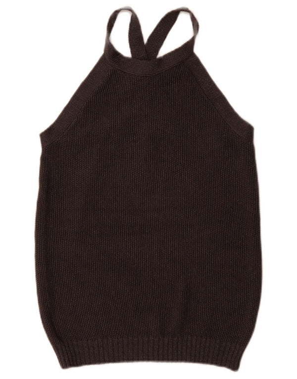 Massimo Dutti Damen Weste Tank Top UK 12 Medium Schwarz Seide