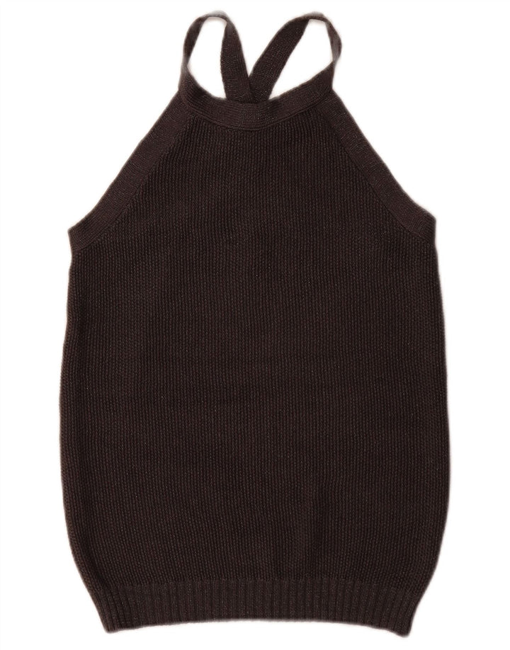 Massimo Dutti Damen Weste Tank Top UK 12 Medium Schwarz Seide
