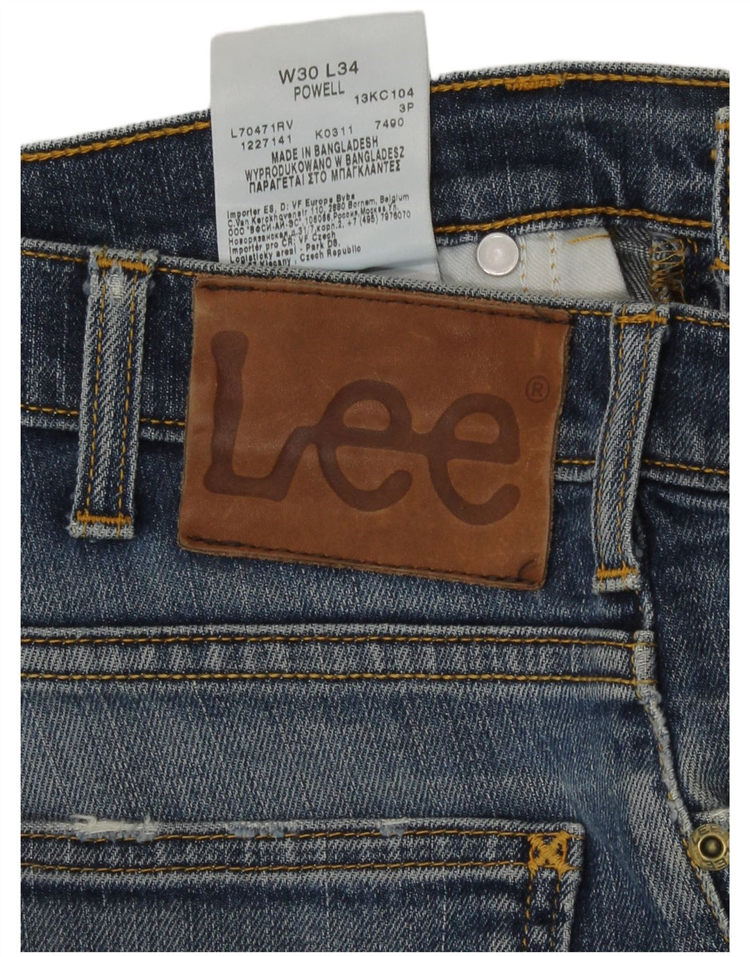 Lee Herren Powell Denim Shorts W30 mittelblaue Baumwolle