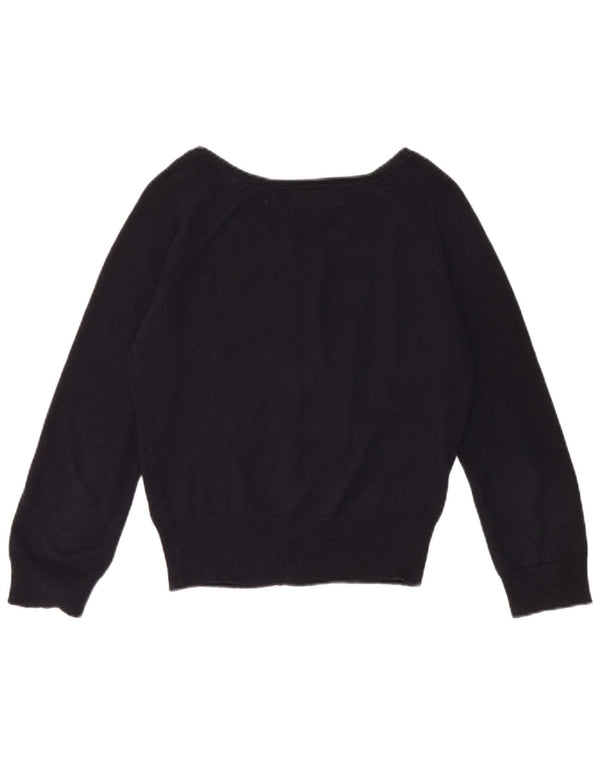 Zara Damen Crop Cardigan Pullover UK 14 Large Marineblau