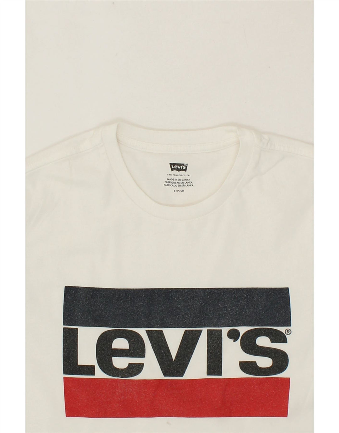 LEVI'S Mens Graphic T-Shirt Top Small White Vintage Levi's and Second-Hand Levi's from Messina Hembry 